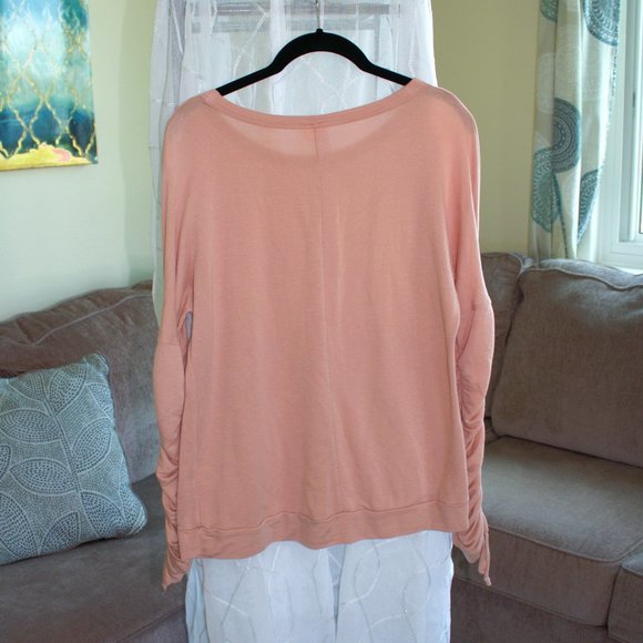 Alya | Long Sleeve Dusty Pink Sweater | Ruched Sleeves - Picture 2 of 6